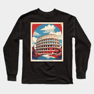 Roman Colosseum Rome Italy Vintage Tourism Travel Poster Long Sleeve T-Shirt